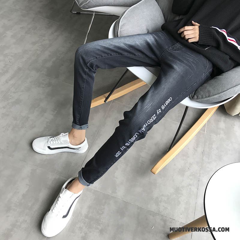 Dżinsy Męskie Tendencja Denim Slim Fit Lato Wiosna 2018 Niebieski Czarny