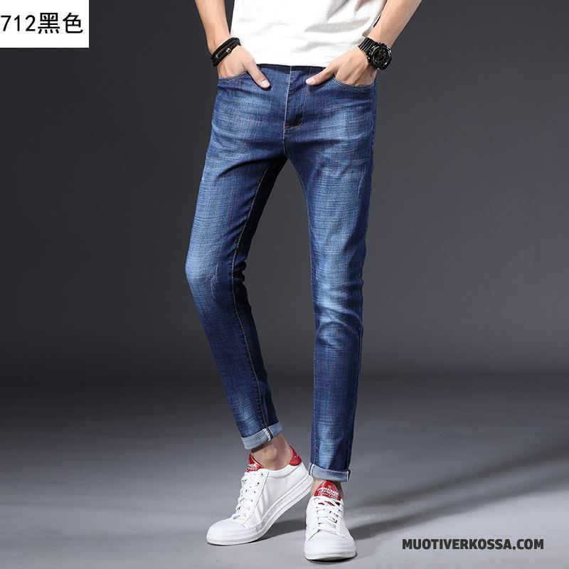 Dżinsy Męskie Tendencja Ołówkowe Spodnie 2018 Nowy Slim Fit Cienkie Niebieski
