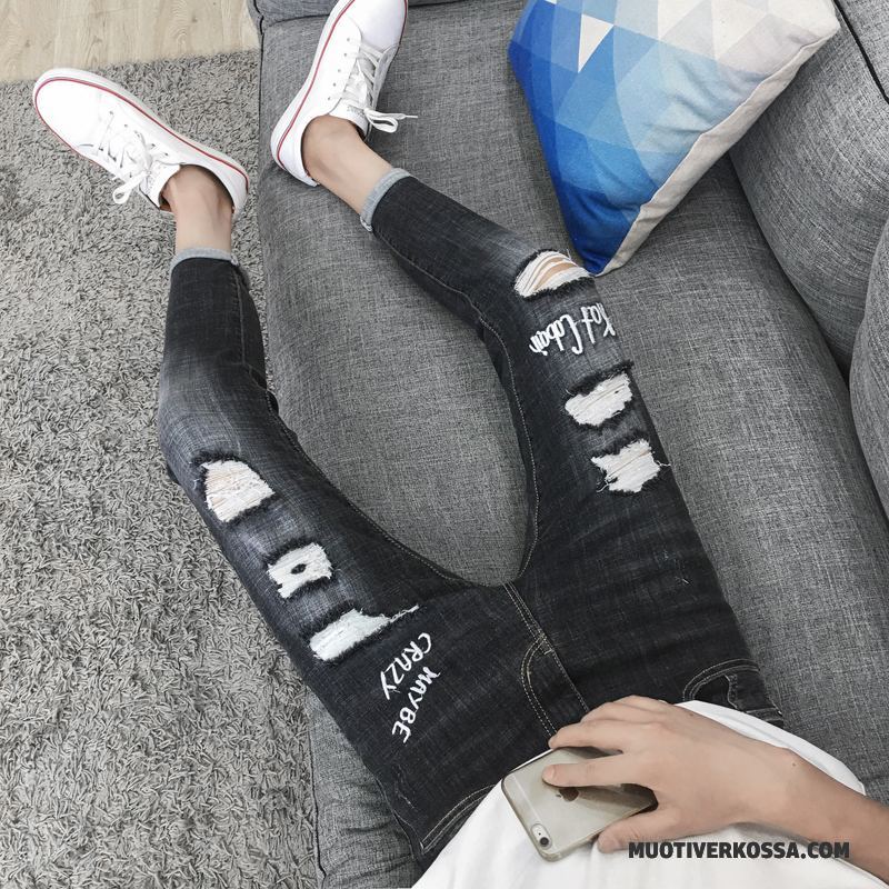 Dżinsy Męskie Z Dziurami Casualowe Spodnie Slim Fit Denim Mały Jesień