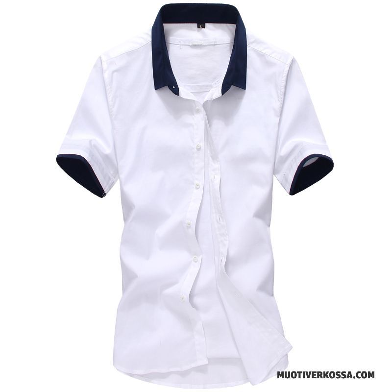 Koszula Krótki Rękaw Męskie Biznes Slim Fit Duży Rozmiar Koszula Z Krótkim Rękawem Sukienka Cargo Ciemno Niebieski Mieszane Kolory Biały