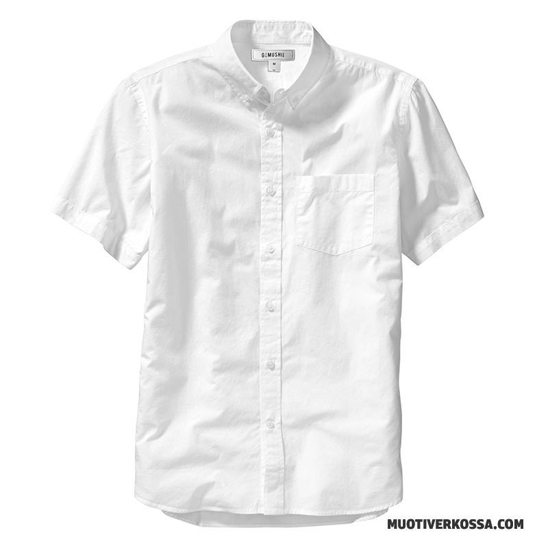 Koszula Krótki Rękaw Męskie Koszula Z Krótkim Rękawem Duży Rozmiar Cargo Lato Biznes Cienkie Czysta Biały Proszek
