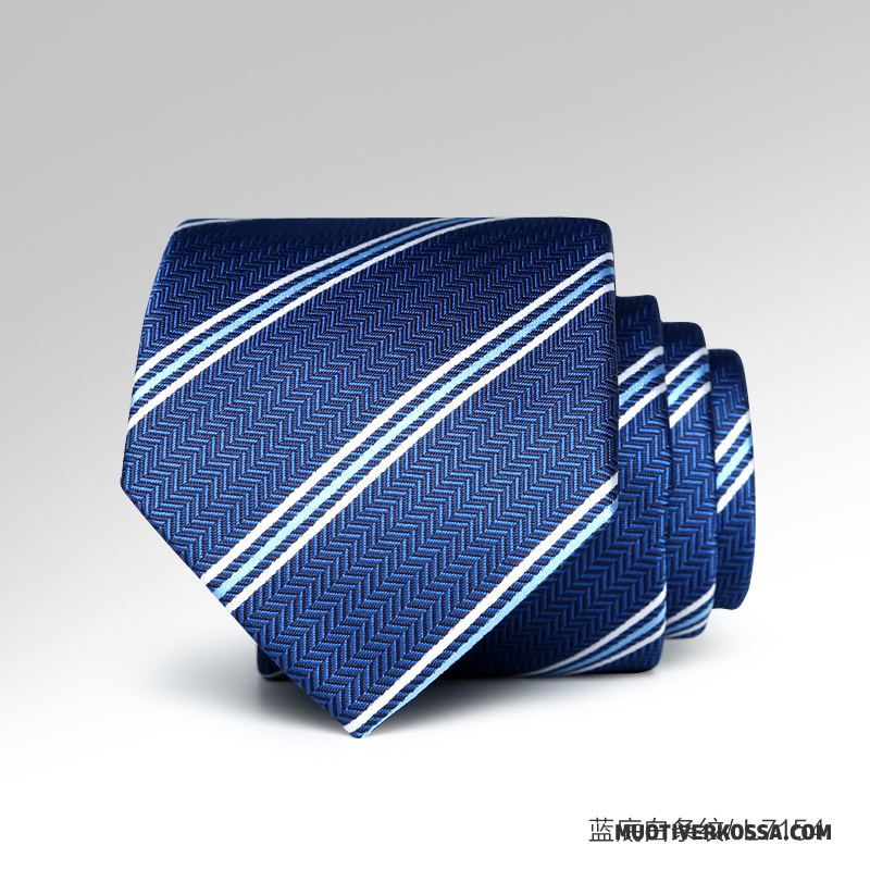 Krawat Męskie 7 Cm Brytyjski Biznes Z Pracy Sukienka Pan Młody Niebieski Czarny