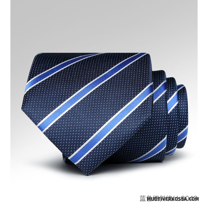 Krawat Męskie Biznes Sukienka Nowy Brytyjski Z Pracy W Paski Niebieski Biały