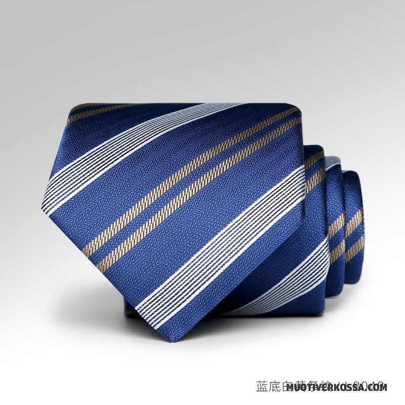 Krawat Męskie Biznes Sukienka Nowy Brytyjski Z Pracy W Paski Niebieski Biały