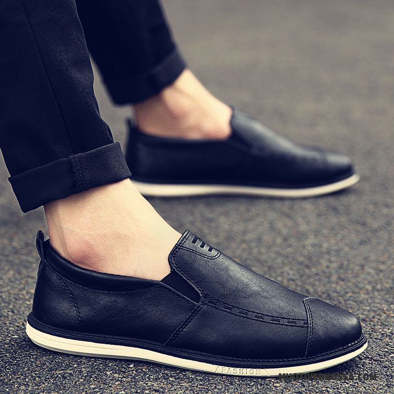 Mokasyny Męskie Buty Biznes Skórzane Buty 2018 Wiosna Buty Żeglarskie Czarny