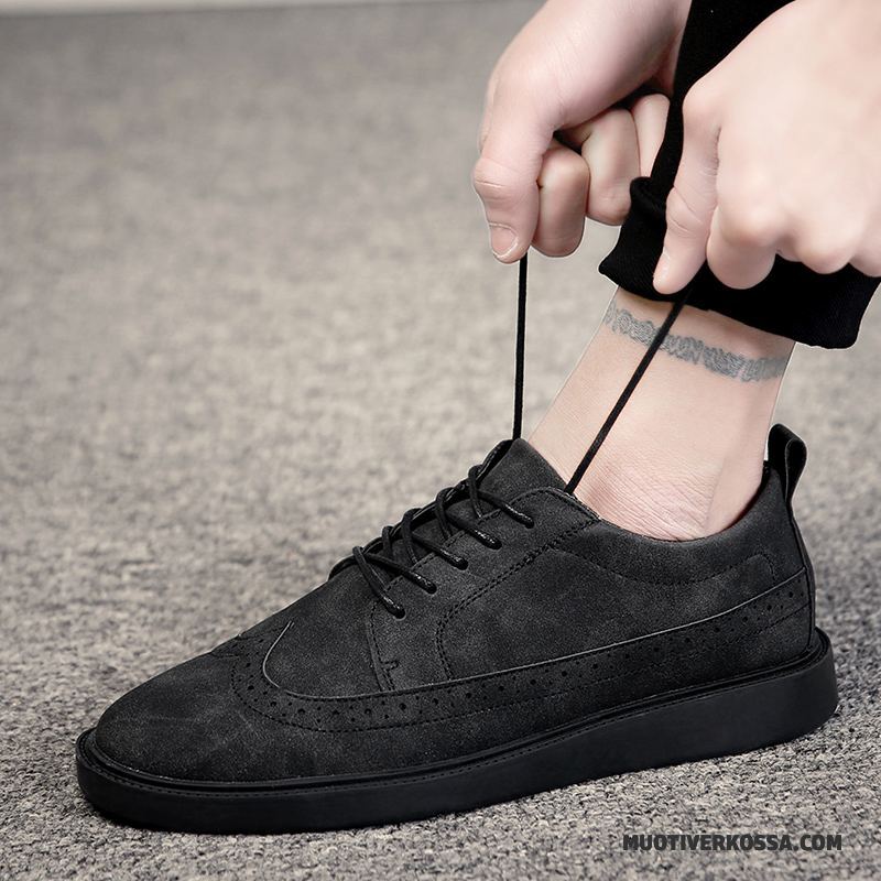 Mokasyny Męskie Buty Na Deskorolke Tendencja Brytyjski Skórzane Buty Wszystko Pasuje Casual Czarny