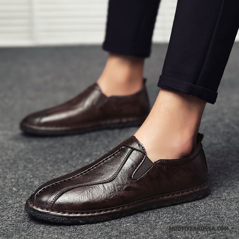 Mokasyny Męskie Casual Wszystko Pasuje Buty Żeglarskie Slip On 2018 Skórzane Buty Czarny