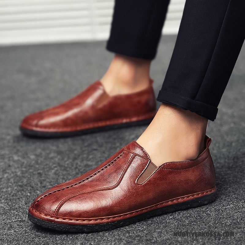 Mokasyny Męskie Casual Wszystko Pasuje Buty Żeglarskie Slip On 2018 Skórzane Buty Czarny