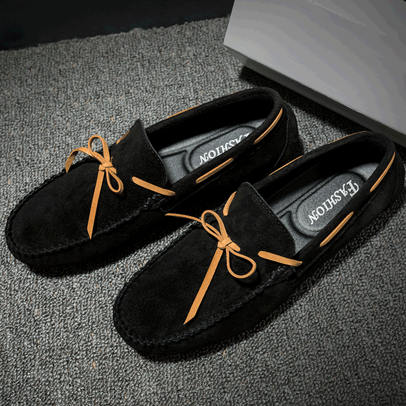 Mokasyny Męskie Skórzane Buty Tendencja Młodzież Slip On Casual Dla Kierowców Szary