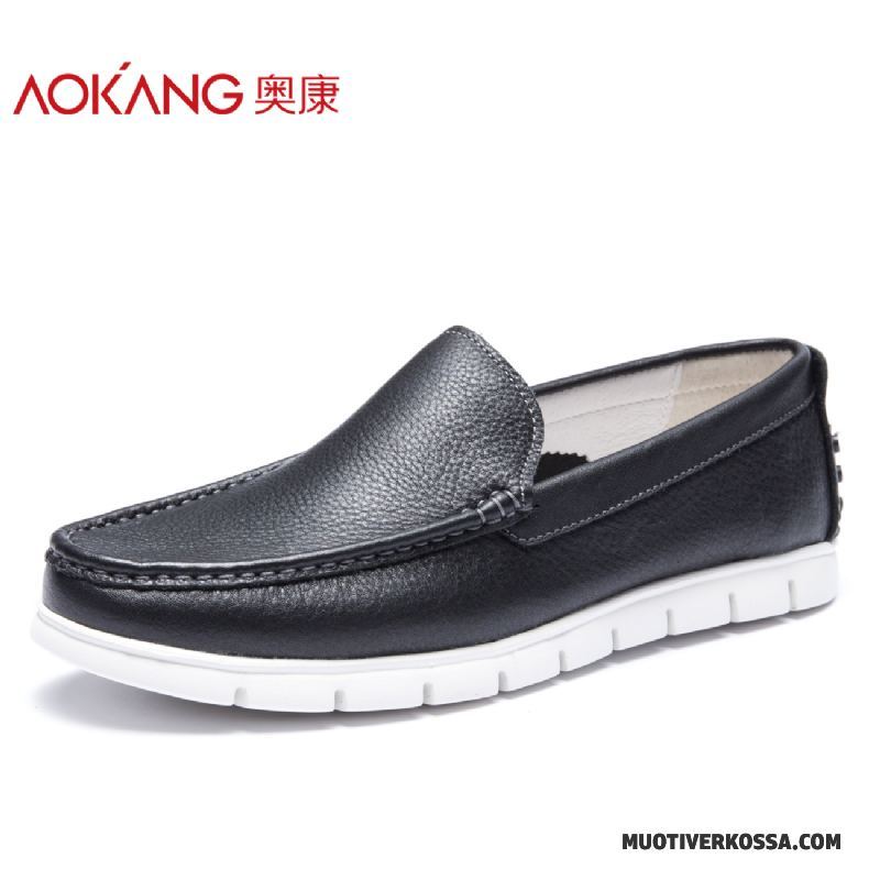 Mokasyny Męskie Slip On Casual Skórzane Buty Buty Żeglarskie Okrągły Niskie Brązowy Żółty