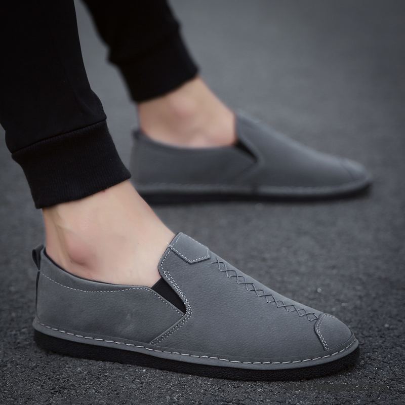 Mokasyny Męskie Tendencja Canvas Wszystko Pasuje Płótno Slip On Lato Szary