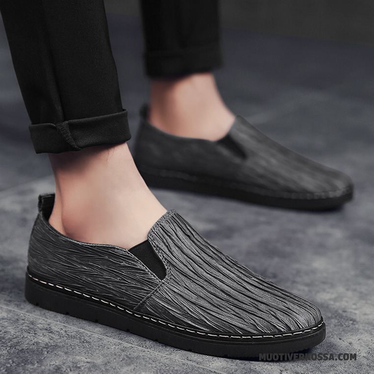 Mokasyny Męskie Tendencja Loafers Casual Skórzane Buty 2018 Brytyjski Burgund