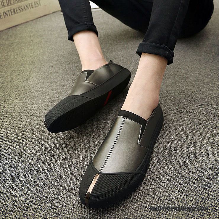 Mokasyny Męskie Wszystko Pasuje Tendencja Casual Loafers Buty Skórzane Buty Czarny