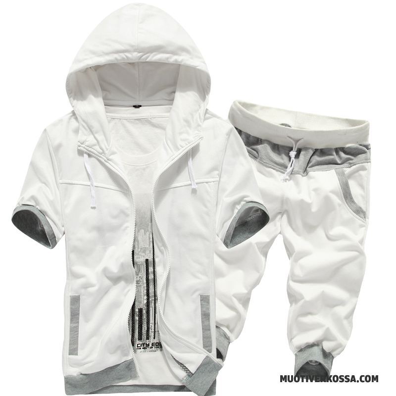 Odzież Sportowa Męskie Bieganie Ubrania Płaszcz Krótki Rękaw Lato Pasować Cienkie Biały