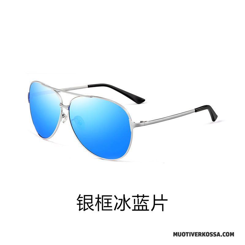 Okulary Przeciwsłoneczne Męskie Ropucha Trendy Kolor Dla Kierowców Polaryzator Niebieski Srebrny