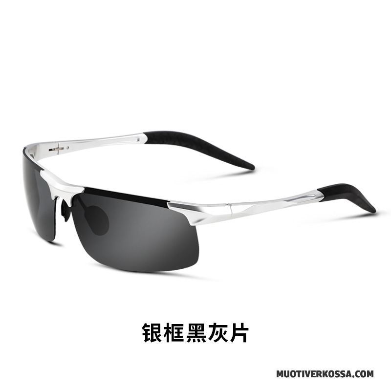 Okulary Przeciwsłoneczne Męskie Sportowe Trendy Dla Kierowców Polaryzator Srebrny Fioletowy Czarny