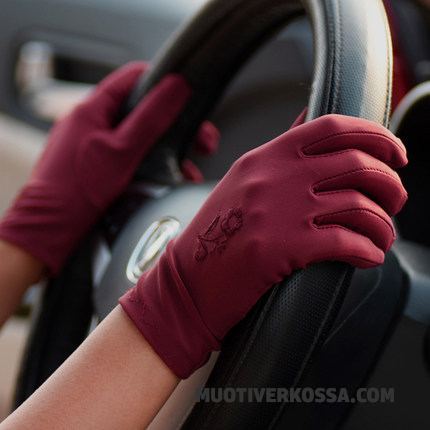 Rękawiczki Damskie Oddychające Ochrona Przed Słońcem Krótki Jazdy Haftowana Damska Czysta Szary