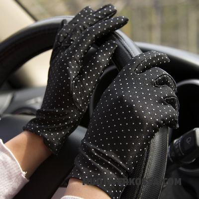 Rękawiczki Damskie Oddychające Ochrona Przed Słońcem Krótki Jazdy Haftowana Damska Czysta Szary