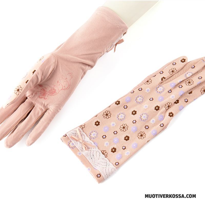 Rękawiczki Damskie Z Bawełny Lato Antypoślizgowe Damska Ochrona Przed Słońcem Dla Kierowców Fioletowy Szary