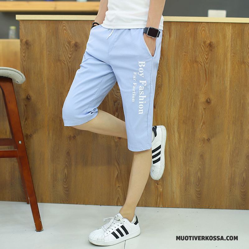 Spodenki Męskie Nowy Slim Fit Lato Spodnie Capri Szorty Młodzież Granatowy