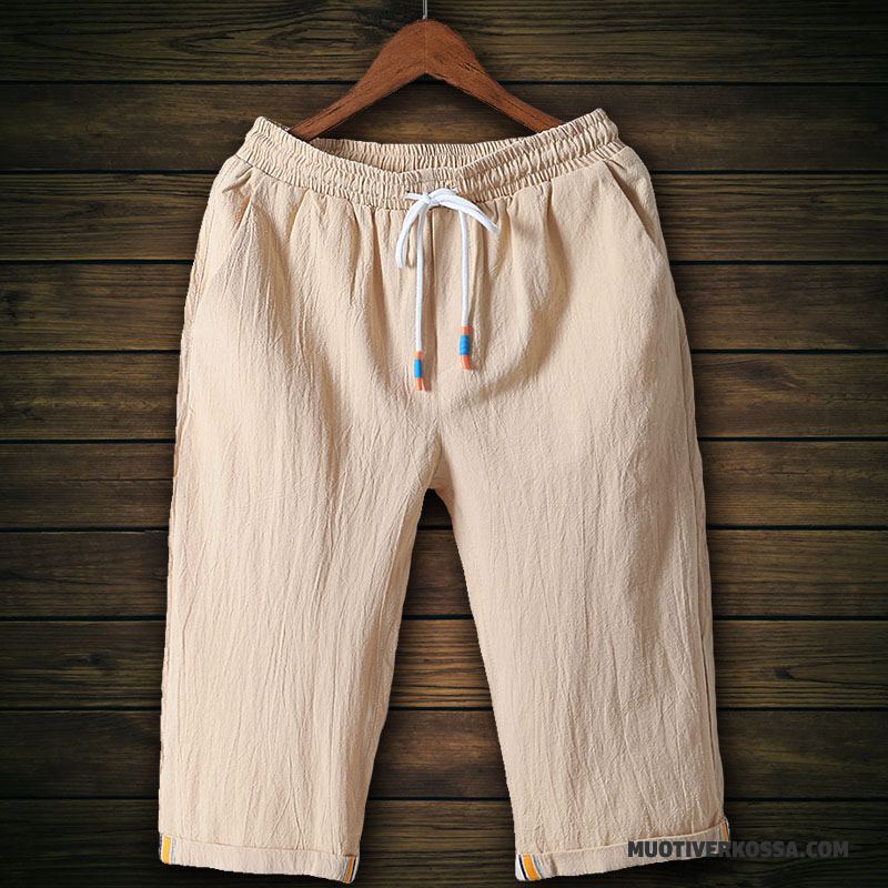 Spodenki Męskie Szorty Bawełna Slim Fit Ołówkowe Spodnie Cienkie Spodnie Capri Niebieski
