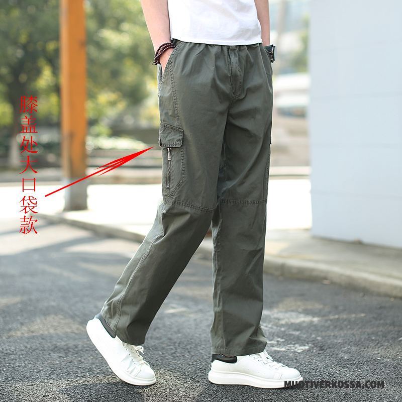 Spodnie Cargo Męskie Spodnie Dresowe Szerokie Duży Rozmiar Casual Cienkie Długie Zielony