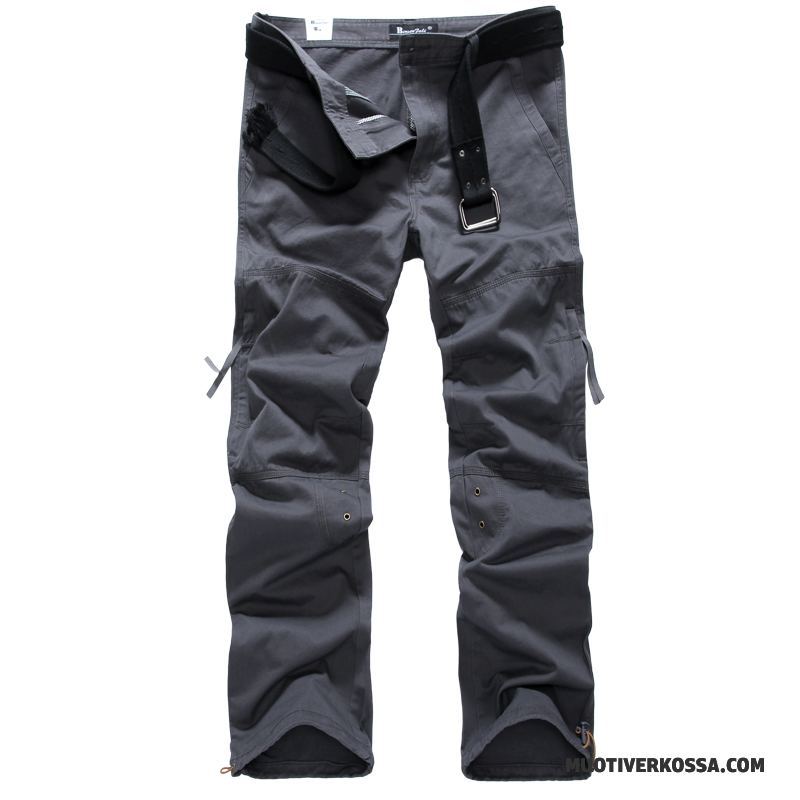 Spodnie Cargo Męskie Szerokie Więcej Kieszeni Outdoor Casualowe Spodnie Bawełna Tendencja Kawowy