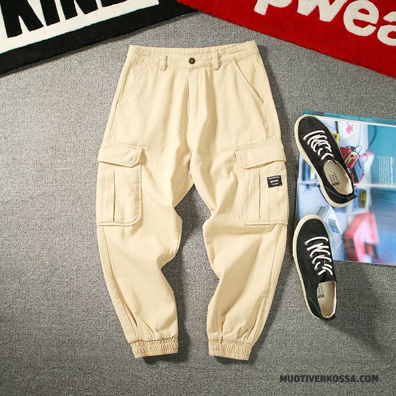 Spodnie Cargo Męskie Więcej Kieszeni Młodzież Nowy Vintage Casualowe Spodnie Slim Fit Czysta Zielony