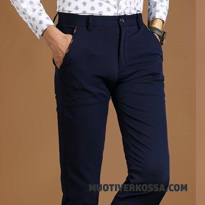 Spodnie Męskie Casualowe Spodnie Mały Jesień Brytyjskie Biznes Slim Fit Niebieski Czarny