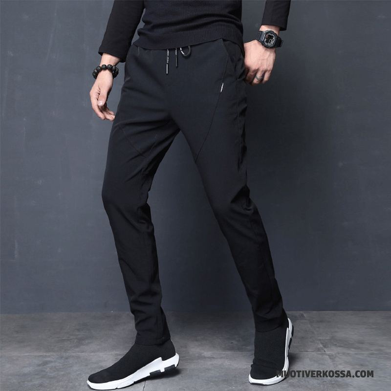 Spodnie Męskie Mały Tendencja Lato Spodnie Dresowe Casualowe Spodnie Student Czarny