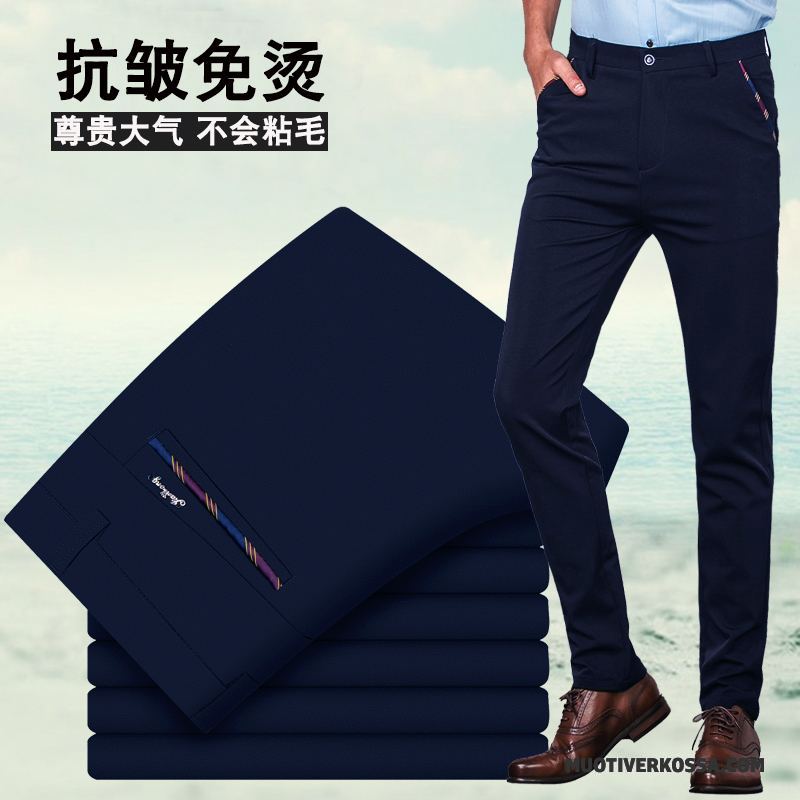 Spodnie Męskie Slim Fit Brytyjskie Elastyczne Cienkie Ołówkowe Spodnie Lato Czarny