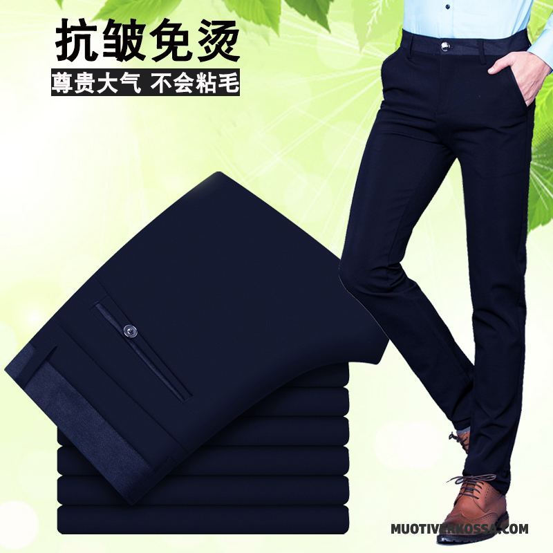 Spodnie Męskie Slim Fit Brytyjskie Elastyczne Cienkie Ołówkowe Spodnie Lato Czarny