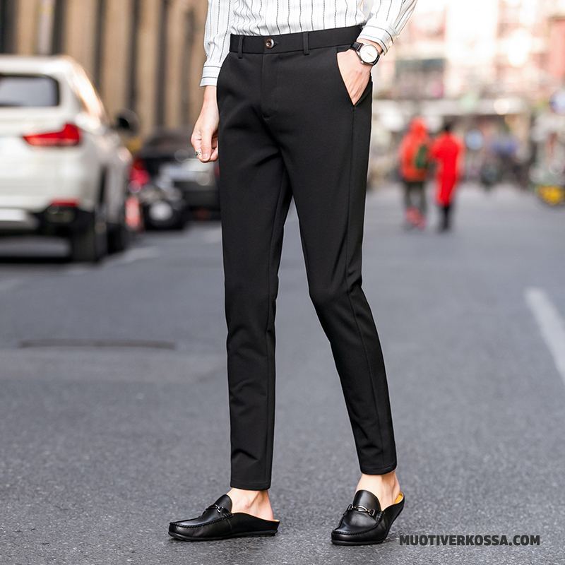 Spodnie Męskie Slim Fit Casualowe Spodnie Cienkie Wiosna Ołówkowe Spodnie Tendencja Niebieski