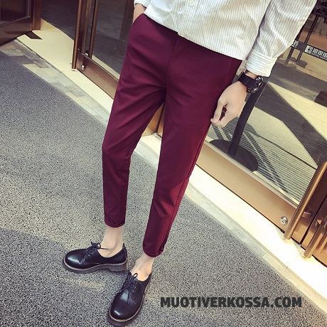 Spodnie Męskie Slim Fit Cienkie Tendencja Casualowe Spodnie Ołówkowe Spodnie Lato Burgund