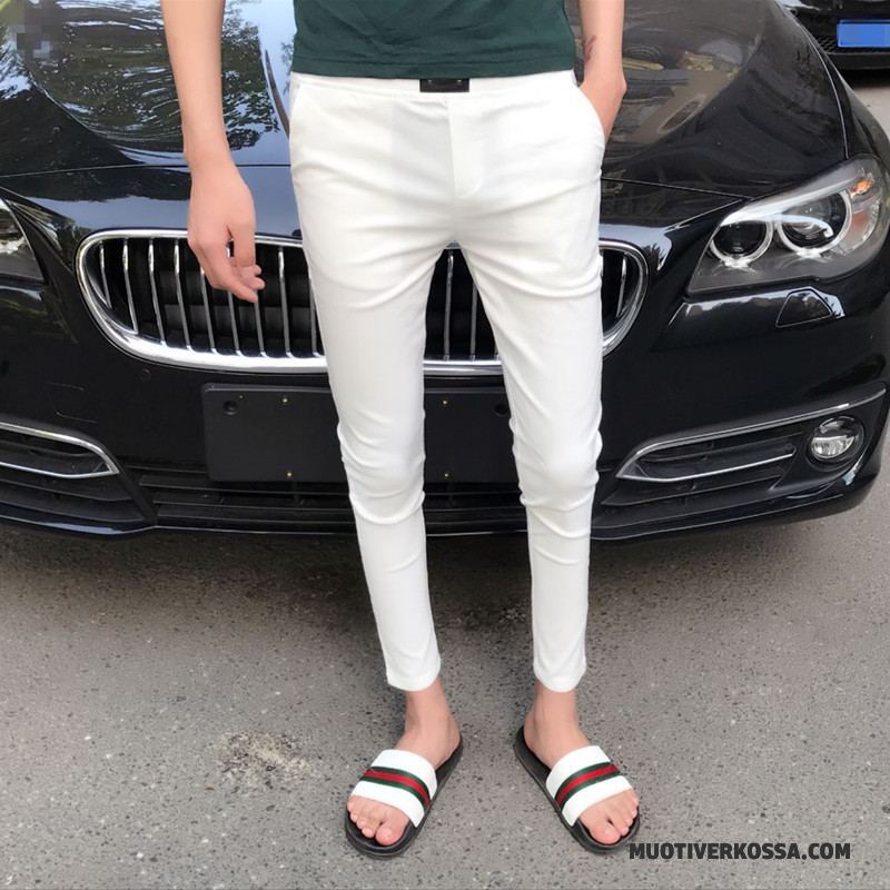 Spodnie Męskie Slim Fit Ołówkowe Spodnie Elastyczne Mały Tendencja Cienkie Biały Czerwony