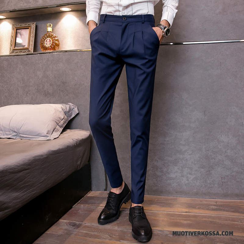 Spodnie Męskie Tendencja Casual Mały Slim Fit 2018 Wiosna Czarny