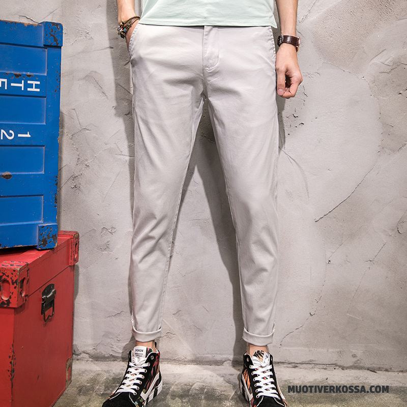 Spodnie Męskie Tendencja Długie Casualowe Spodnie Cienkie Slim Fit Ołówkowe Spodnie Niebieski