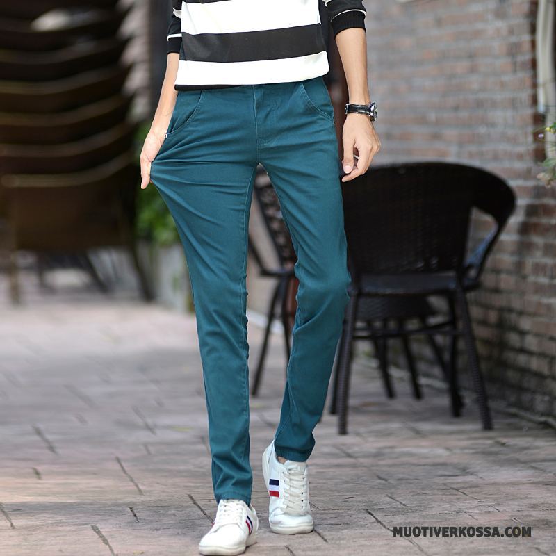 Spodnie Męskie Wiosna Nowy Tendencja Ołówkowe Spodnie Slim Fit Casualowe Spodnie Zielony