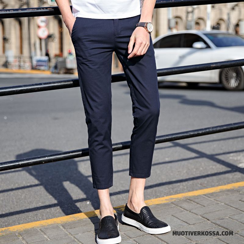 Spodnie Męskie Wiosna Tendencja Biznes Cienkie Slim Fit Casualowe Spodnie Beżowy Biały