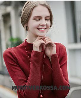 Sweter Damskie Długi Rękaw Wysoki Kołnierz Slim Fit Podkoszulek Pullover Nowy Khaki Czysta