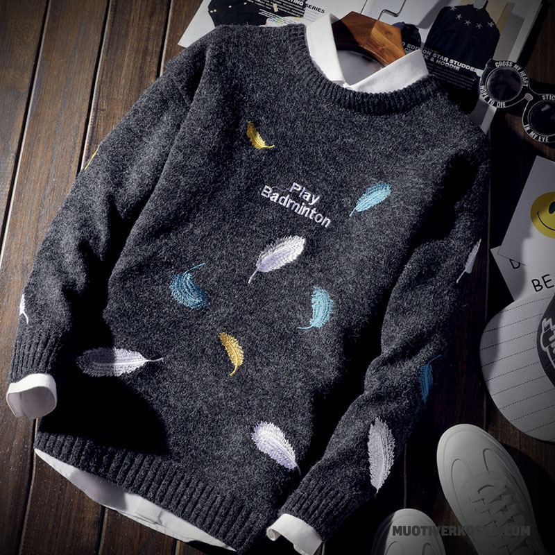 Sweter Męskie Mały Młodzież Wiosna Okrągły Dekolt Pullover Świeży Kawowy