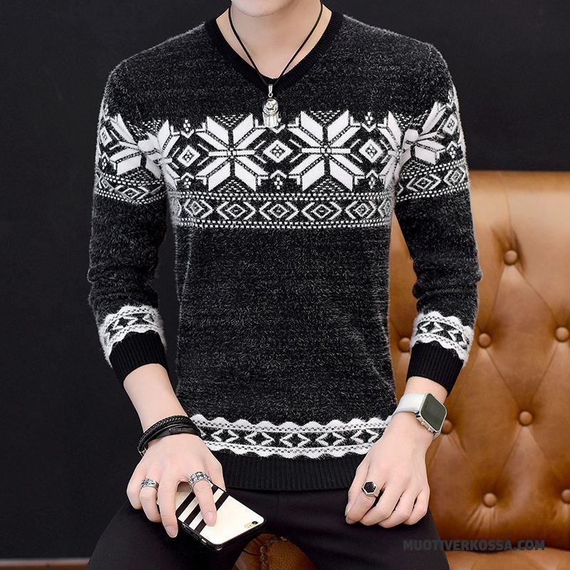 Sweter Męskie Pullover Osobowość Jesień Slim Fit Swetry Podkoszulek Czarny