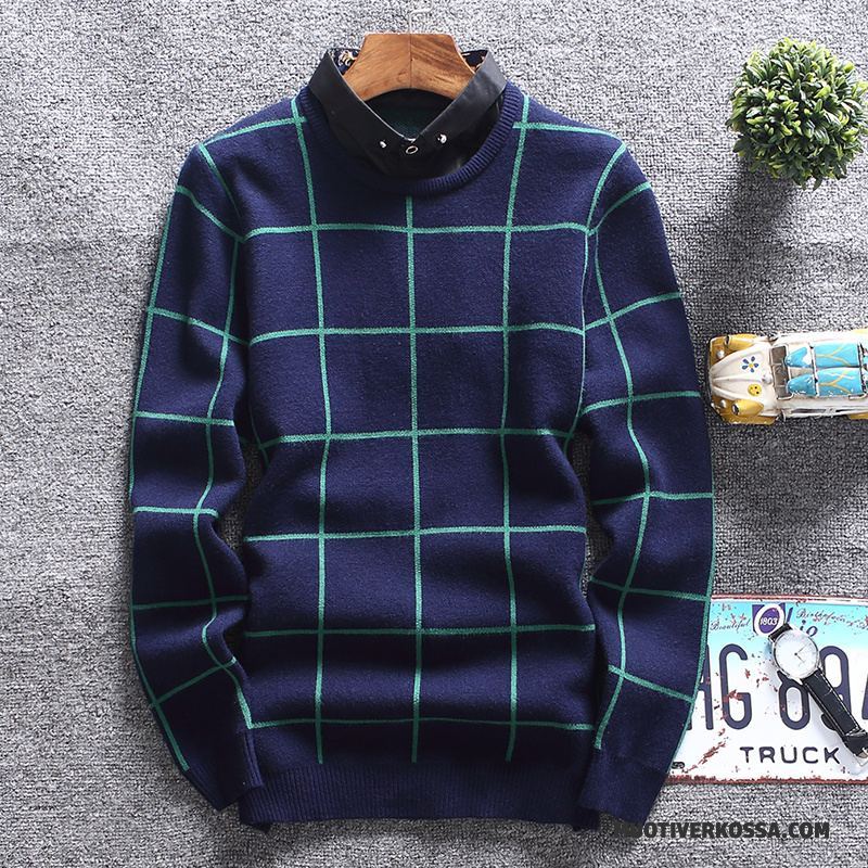 Sweter Męskie Slim Fit Płaszcz Młodzież Student Tendencja Pullover Granatowy