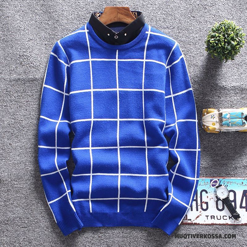 Sweter Męskie Slim Fit Płaszcz Młodzież Student Tendencja Pullover Granatowy