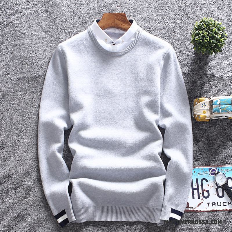 Sweter Męskie Slim Fit Płaszcz Młodzież Student Tendencja Pullover Granatowy