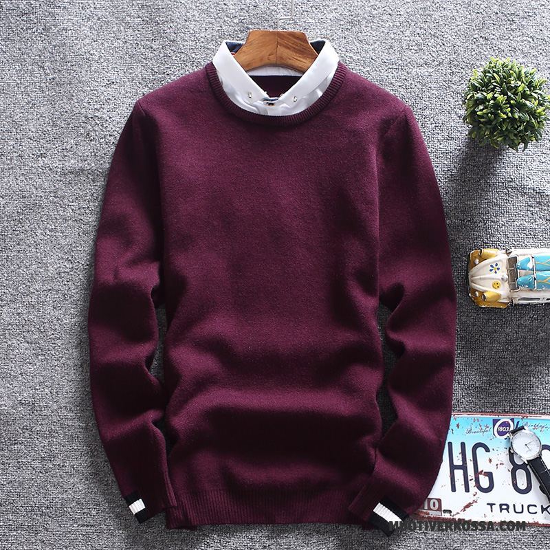 Sweter Męskie Slim Fit Płaszcz Młodzież Student Tendencja Pullover Granatowy