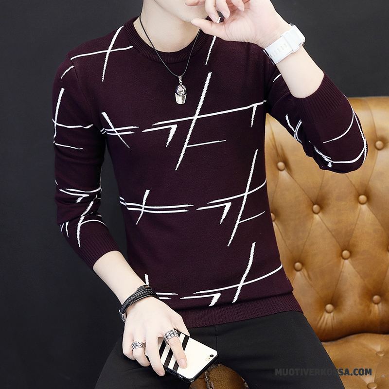 Sweter Męskie Topy Slim Fit Dla Grubych T-shirt Z Długim Rękawem Ciepłe Zima Szary