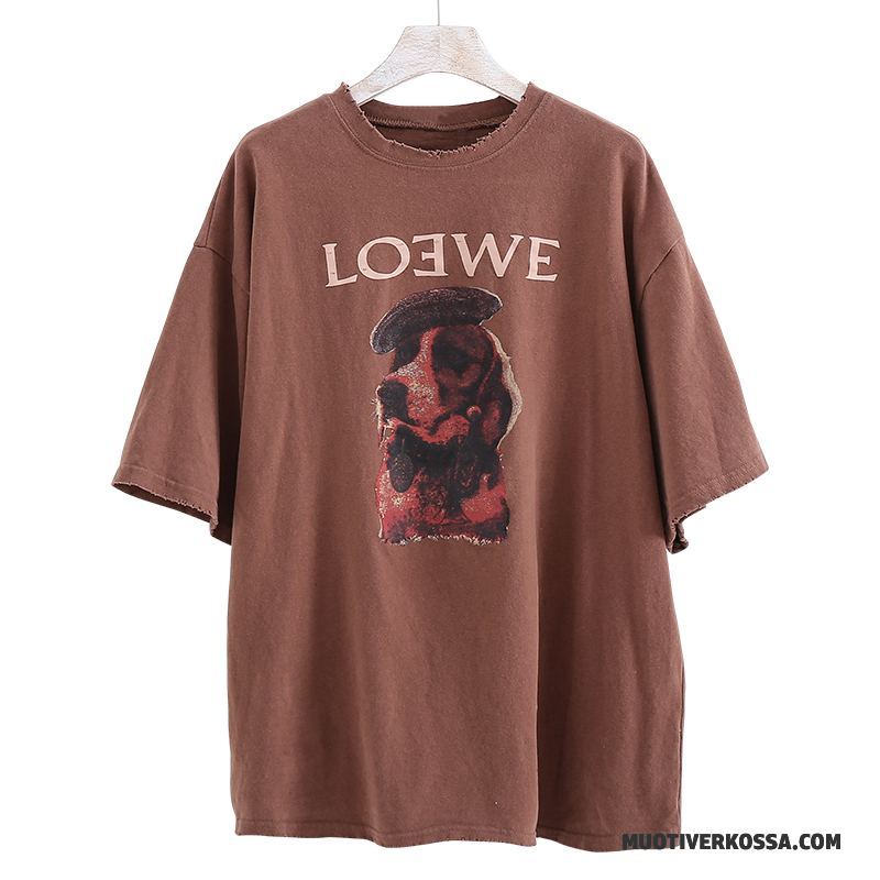 T-shirt Damskie Krótki Rękaw Drukowana Topy Nowy Szerokie Podkoszulek Biały Czerwony