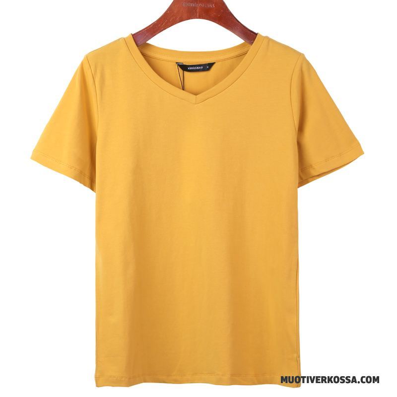 T-shirt Damskie Nowy Topy Lato Krótki Rękaw Bawełna Szerokie Czysta Biały Czarny