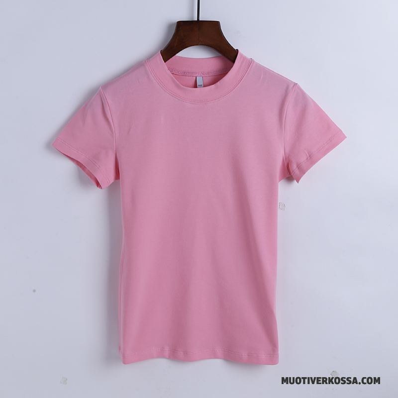 T-shirt Damskie Podkoszulek 2018 Krótki Rękaw Topy Nowy Slim Fit Czysta Róża Biały
